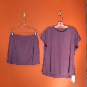 Lomon Matching Set Skort & Tee Pickleball Tennis Gym Athletic Casual Large 12-14